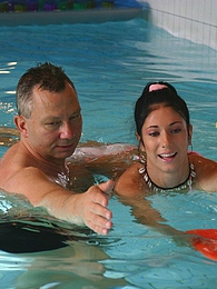 FreshPornPics presents: Brunette teenage beauty fucked by a horny swim teaching paps