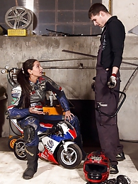 FreshPornPics presents: Shy teenage biker chick fucks the horny mechanic hardcore