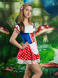 FreshPornPics presents: Very hot blonde teen beauty in an adorable outfit slowly takes it off to reveal her nice and perky boobs