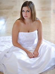 FreshPornPics presents: Busty glamorous amateur Danielle models wedding gown indoors & by the pool