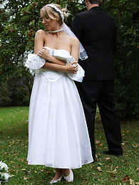 FreshPornPics presents: Blonde bride Hayley Marie Coppin gets naked on a lawn while taking her vows
