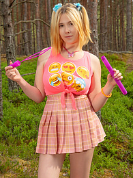 FreshPornPics presents: Naughty teen girl strips down outdoors exposing her juicy naked body, big tits and hot pussy