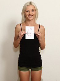 FreshPornPics presents: Blond hungarian teen Zazie Skymm gets completely naked during a solo shoot