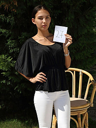 FreshPornPics presents: Dark haired teen Katy Rios bares it all in a backyard