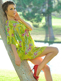 FreshPornPics presents: Beautiful american cutie Malena Morgan flaunts her sexy butt and plays with a vibrator outdoors