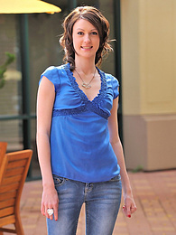 FreshPornPics presents: Brunette doll with a nice ass Sierra strips and masturbates in public