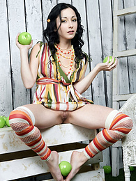 FreshPornPics presents: Svelte teen Night A posing naked and showing her tiny tits and feet